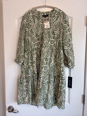 NWT’s-Rachel Zoe Green & White Paisley Tiered Dress